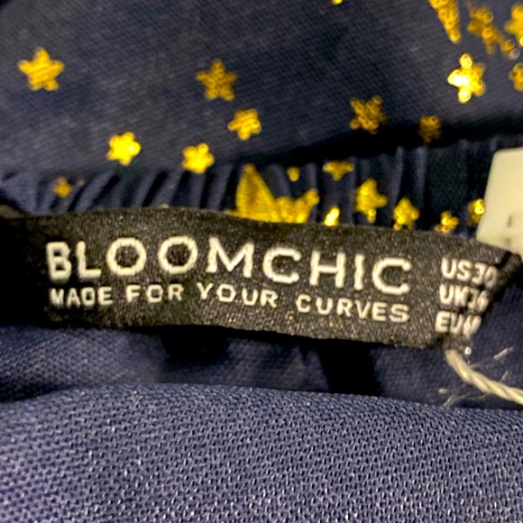 Bloomchic Navy and Gold Stars Flutter Sleeve Maxi Dress w Pockets Size 30 NWT - Picture 9 of 12